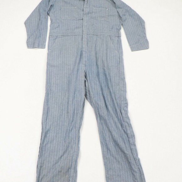 Vintage Rockabilly Long Striped Chambray Coveralls